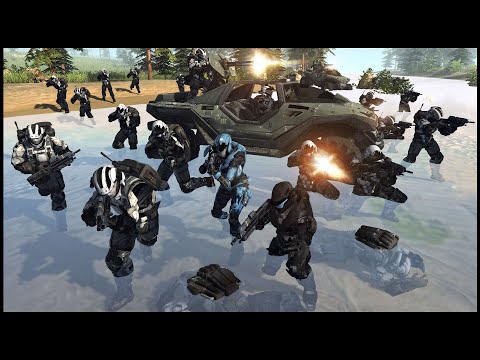 Spartan ISLAND SIEGE of UNSC Marine Mutiny! - Men of War: Halo Mod Battle Simulator