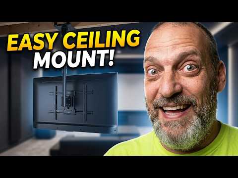 Ceiling TV Mount for 26-65 inch TVs, Heavy Duty Full Motion Hanging TV Bracket with Height Adjustment, Tilt & 360° Swivel, Holds up to 99 lbs, Max VESA 400x400mm, for Flat/Sloped Ceilings, Black video review thumbnail
