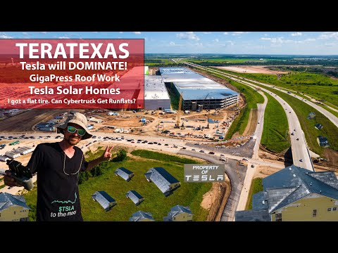 TESLA TERATEXAS DRONE UPDATE - Tesla Solar Community - GigaPress Roof Work - TESLA WILL DOMINATE