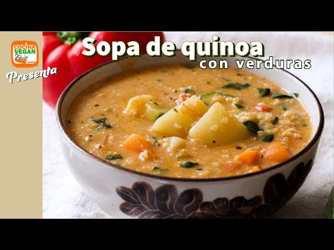 Sopa de quinoa con verduras alta en proteína - Cocina Vegan Fácil