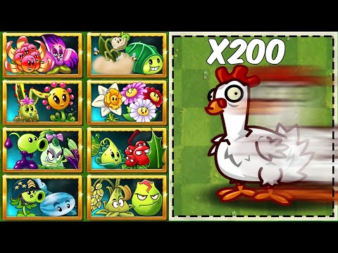 Random 40 Pair Team Plants vs 200 Chicken Zombies - Who Will Win? - PvZ 2 Challenge