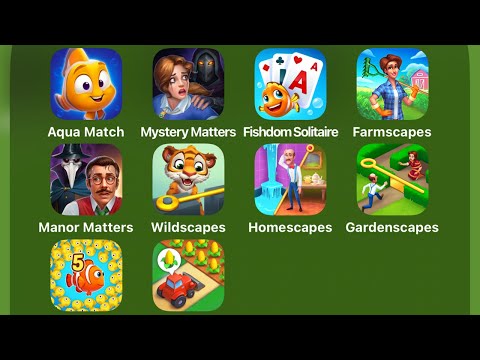 All Playrix iOS Android: Aqua Match,Mystery Matters,Fishdom Solitaire,Farmscapes,Wildscapes,Township