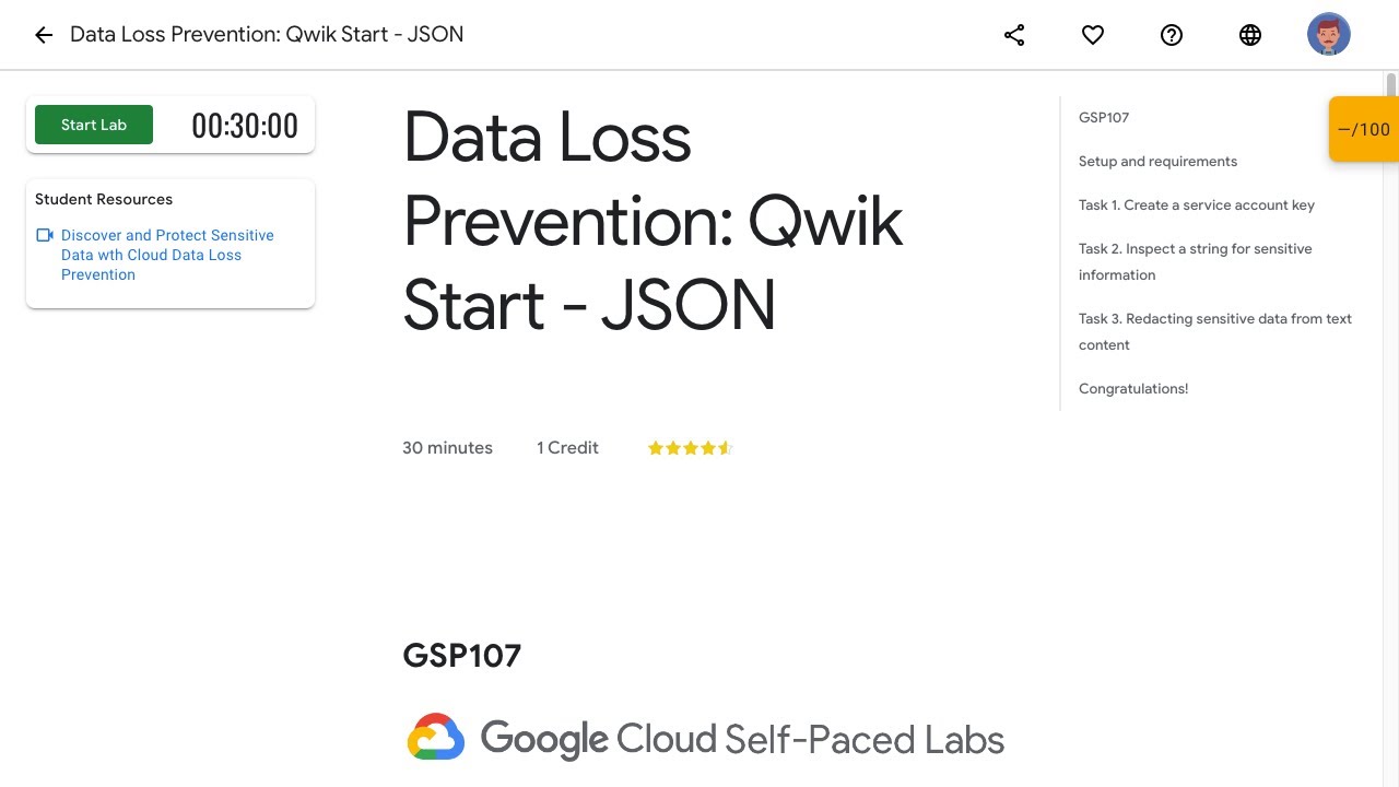 Data Loss Prevention Qwik Start   JSON GSP107