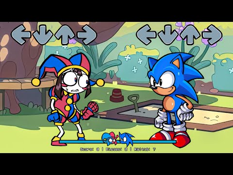 FNF NEW Amazing Digital Circus Episode 2 VS SONIC Characters Sings Can Can | Bluey FNF Mods
