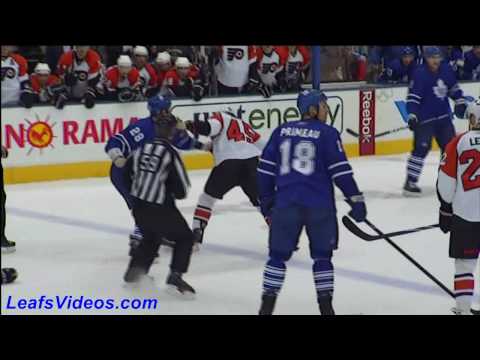 PHI 1 @ TOR 0 - Colton Orr Hits Ian Lapierre Fights Aaron Asham - 100406