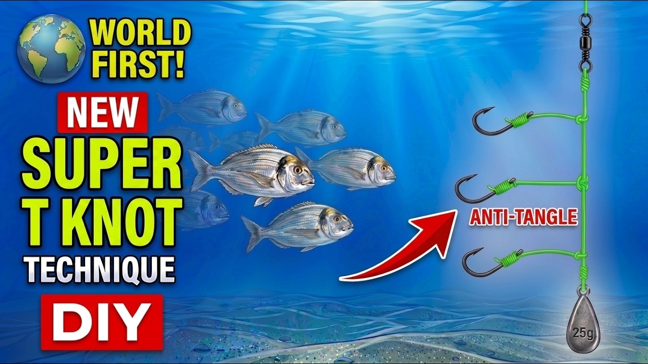 World First! New Super T Knot Technique | DIY No Tangle 3 Hook Bottom Fishing Rig🎣