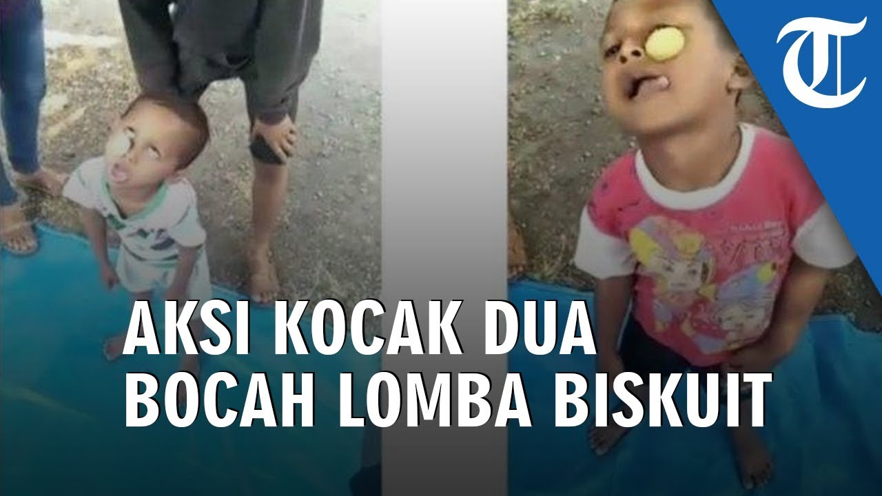 Aksi Kocak Dua Bocah Ikuti Lomba Makan Biskuit