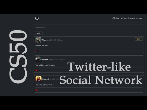 CS50 Project 4 Network - Twitter-like social network