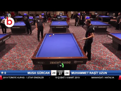 MUSA GÜRCAN & MUHAMMET RAŞİT UZUN Bilardo Maçı - 2019 TÜRKİYE KUPASI 1. ETAP ERKEKLER-3.TUR