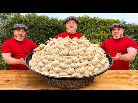 Cooked a Huge Mountain of Georgian Juicy Khinkali with Lamb! Oriental Dumplings