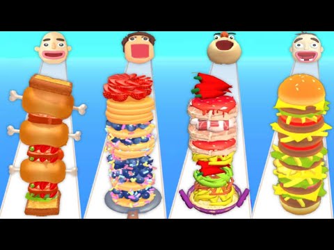 SANDWICH RUNNER vs PANCAKE RUN vs NOODLE RUN vs BURGER RUSH - Quadruple Game