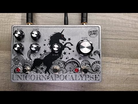 Sketchy Sounds Unicorn Apocalypse Fuzz/Distortion Guitar Pedal - RGB White Special Edition image 5