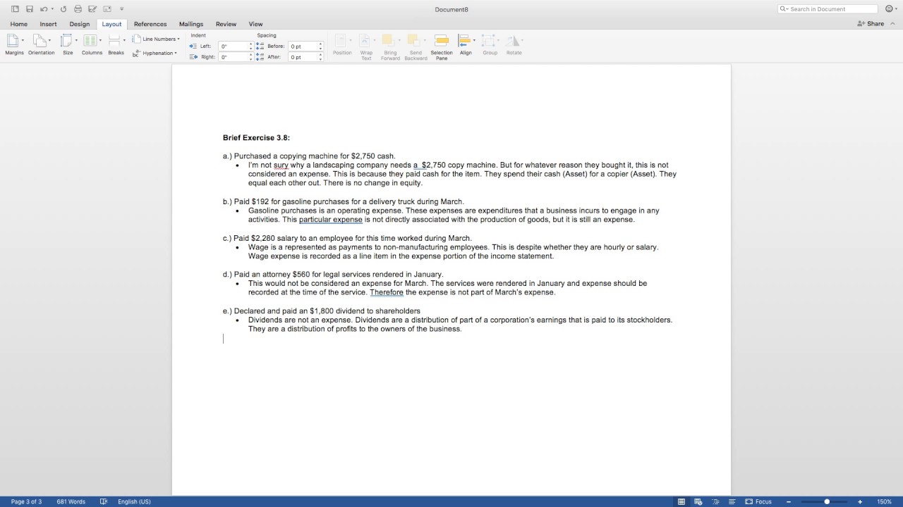 problem Solution: Accounting Written Assignment Exercise 3.8