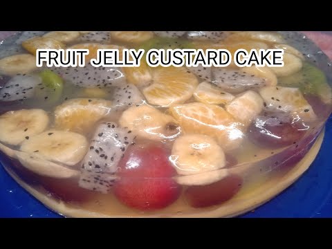 No-Oven | No-Egg || Beautiful Fruits Jelly custard cake | Dragon Fruit Cake 😋