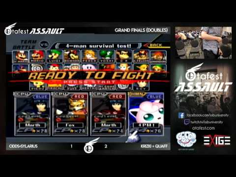 Otafest Assault 2017 - Melee Doubles Grand Finals - Odds + Sylarius (Blue) vs Quaff + Krizski (red)