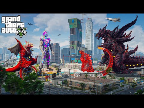Sin Gomorrah, Shin Godzilla vs Five King Kaiju, Surtur God of War - Epic God Battle ( GTA V Mods )