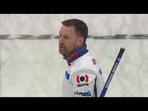 Gushue scores two on Koe after controversial bumper touch (2019 Champions Cup)