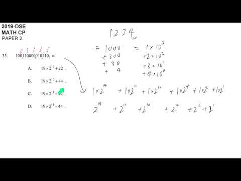 DSE maths core 2019 paper2 #33 binary decimal hexadecimal