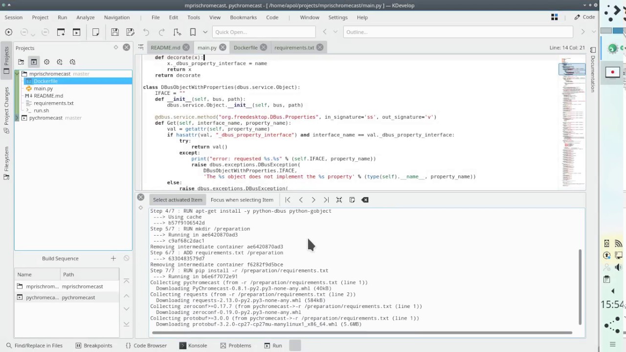 KDevelop Docker integration - Proof of Concept