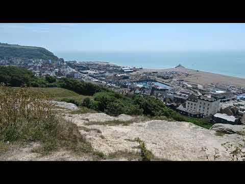 View from outside the walls of Hastings Castle looking Eastwards