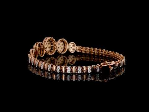 Designer 18K/14K Rose Gold Diamond Bracelet - 2.34 Carat Round Diamonds