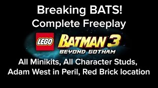 LEGO Batman 3 Breaking BATS! Freeplay All Mini Kit Red Brick Characters Adam West Locations