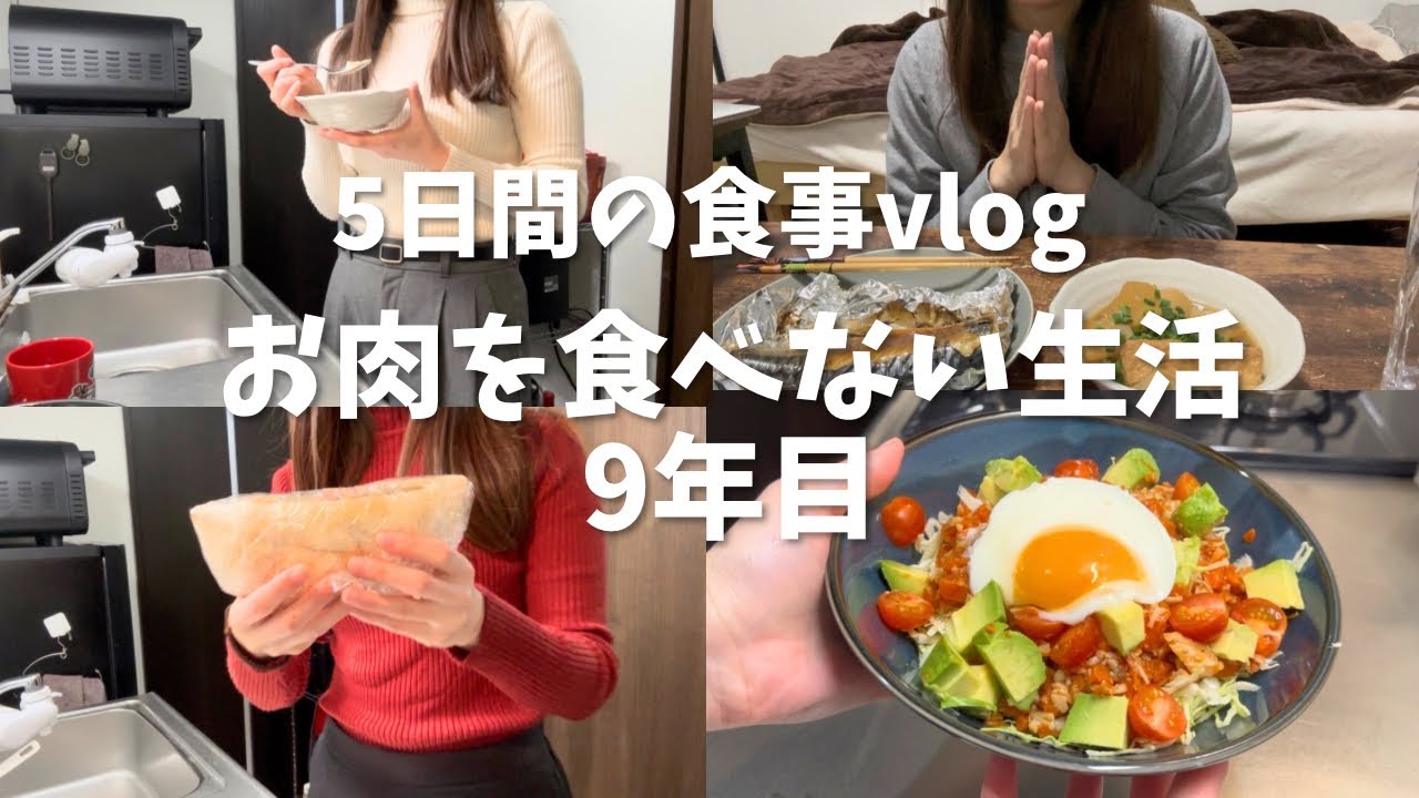 ペスカタリアンのリアルな食事vlog｜外食多め｜タコスサラダ｜煮物など