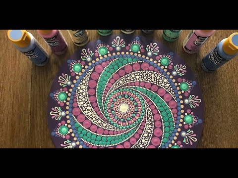 How to paint a Dot Mandala on a 11.75 inch Wood Circle step by step tutorial- 297