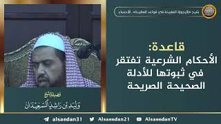 صورة قاعدة: الأحكام الشرعية تفتقر في ثبوتها للأدلة الصحيحة الصريحة ..