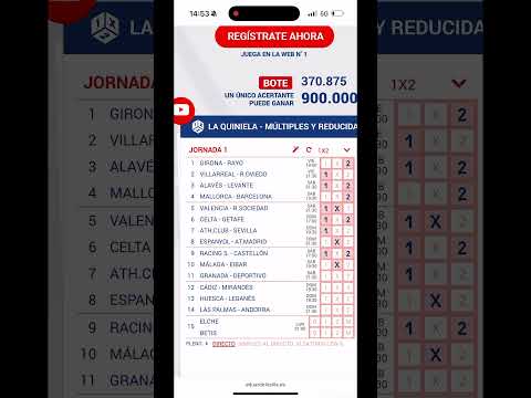 JORNADA 1 LA QUINIELA #laliga #ligahypermotion #futbol