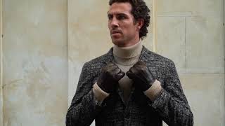 Giovanni - Men's Brown Leather Gloves with 100% Cashmere - Handmade in Italy 🇮🇹