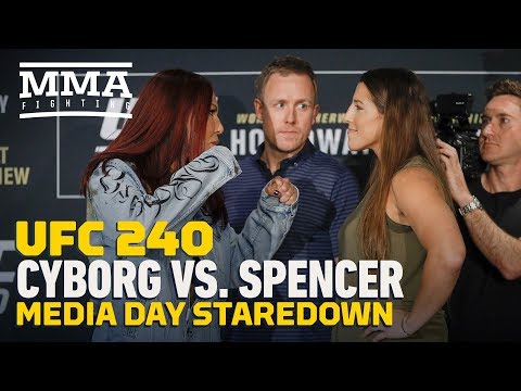 UFC 240: Cris Cyborg vs. Felicia Spencer Media Day Staredown - MMA Fighting