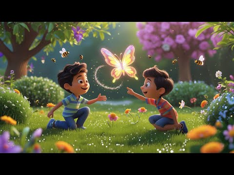 Chunnu & Munnu Meet Sunny the Butterfly | Nature Adventure Rhyme for Kids | Learning with Bugs&Wings