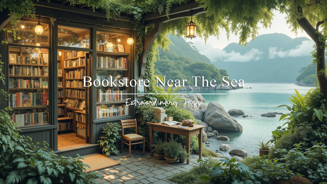 Bookstore Near The Sea | A Soothing Scene with Relaxing Jazz Music for Work / Relax