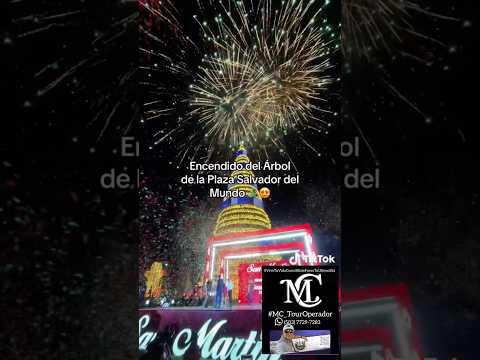 Encendido del árbol de Navidad de pastelería San Martín en la plaza divino Salvador del mundo