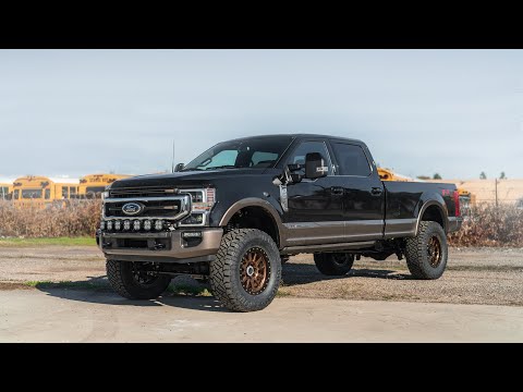 Ultimate Long Bed King Ranch Ford Powerstoke on Carli 5.5\" E-Venture System and 38s
