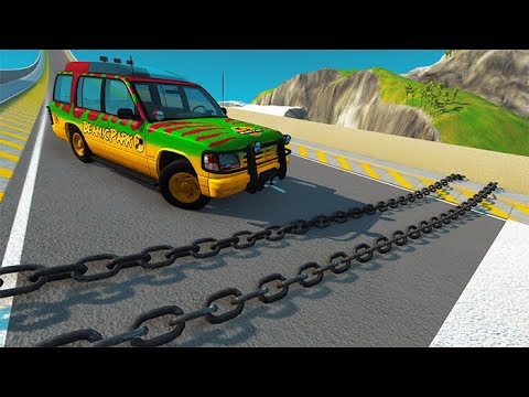BeamNG drive - Giant Chain Crashes High Speed Car Jumps