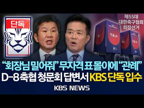 [단독] 정몽규 캠프 명단에도 없었다 무자격 선거 운동에 관례 청문회 답변서 입수/2026년 7월 22일(수)/KBS