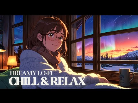 Frozen Echoes ❄️✨ Lofi 2025 — Cozy Cabin Northern Lights Lofi for Study, Relax, Chill & Sleep 🌌🔥