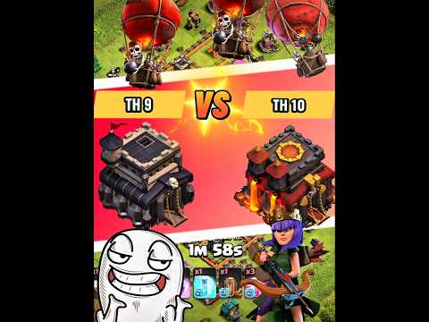 TH9 Queen Walk Lavaloon destroys TH10 #clashon #clashofclans #coc