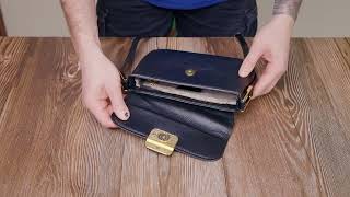 Лаконичная сумка с жестким каркасом из натуральной кожи Vintage 22391 черная