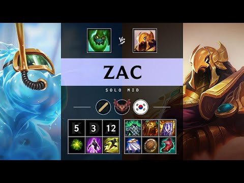 Zac Mid vs Azir - KR Grandmaster Patch 25.13