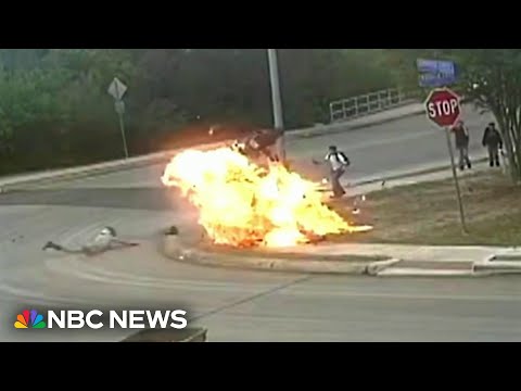 Fiery motorcycle crash caught on camera