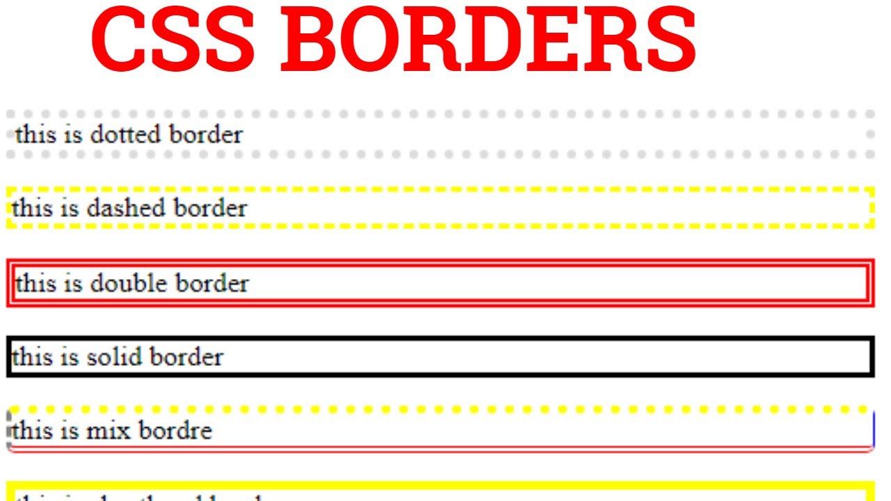 6 CSS BORDERS | css border property |  css border color |  css border width | css border example