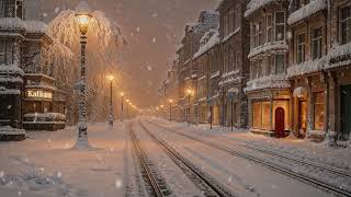 (No Ads) Winter on the Street at Dawn | Sounds of Falling Snow, soft white noise for sleep