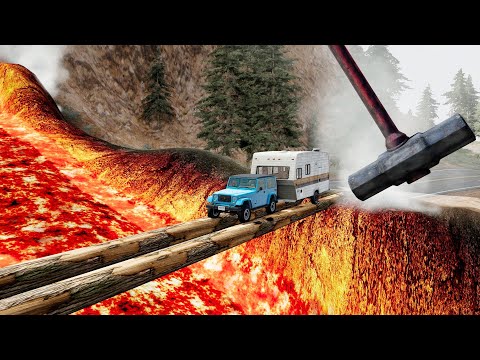 🔥 Cars vs Lava River from Volcano - BeamNG.Drive #beamng #cars