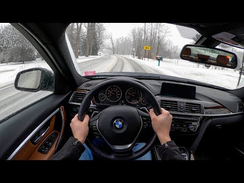 2016 BMW 328i xDrive on Continental DWS 06+ Tires - POV Snow Driving (Binaural Audio)