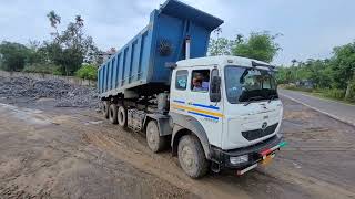 Tata Signa 4825.TK Dumper Unloading Boulder Stone #sujal13