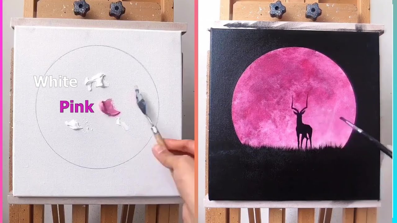 Easy Full Moon Painting | 1 Minute Painting | Painting Ideas for Beginners
