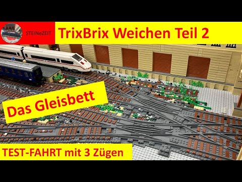 Dietmar´s Brick-World (113) TrixBrix Weiche-Doppelkreuzungsweiche das Gleisbett